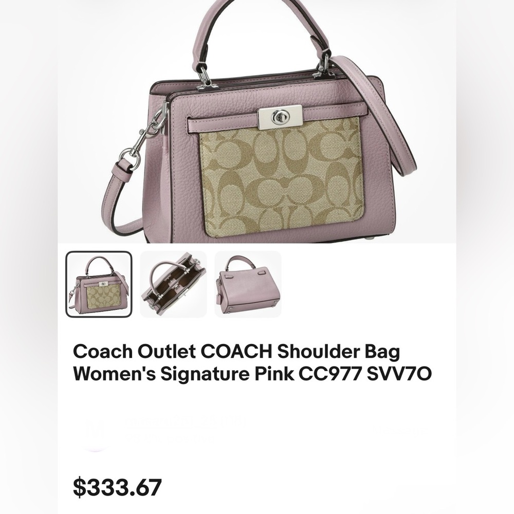 Coach Mini Lane Top Handle In Signature Canvas in Silver/Light Khaki/Ice Purple - Picture 6 of 8